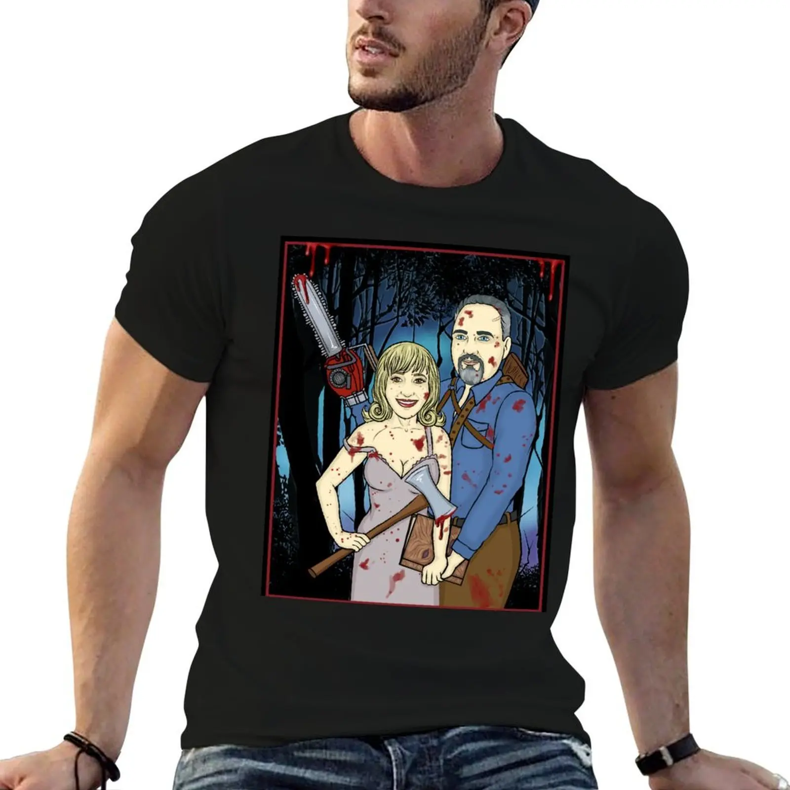 Horror Commission for Stacey H T-Shirt football t shirt anime clothes plain black t shirts men