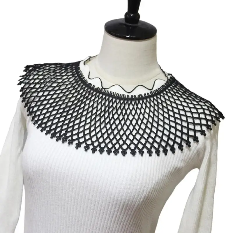 652F طوق شبكي قابل للتنفس، ياقة قابلة للفصل، ياقة كاذبة مرنة، عنق للنساء #4