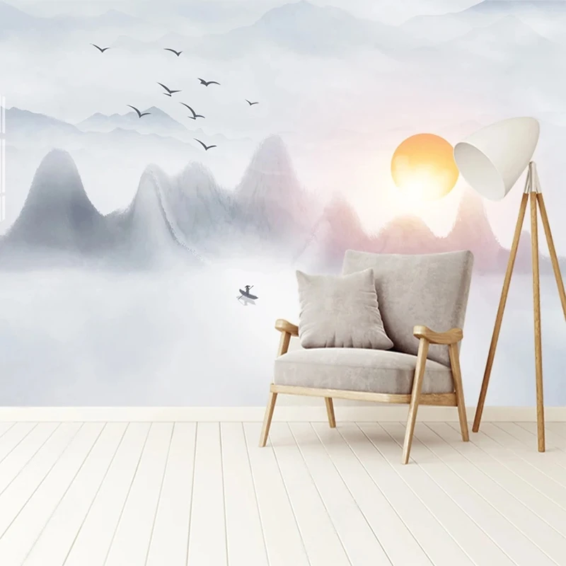 Custom Any Size Mural Wallpaper Chinese Style Classical Ink Landscape Fresco Living Room TV Background Wall Waterproof 3D Decor