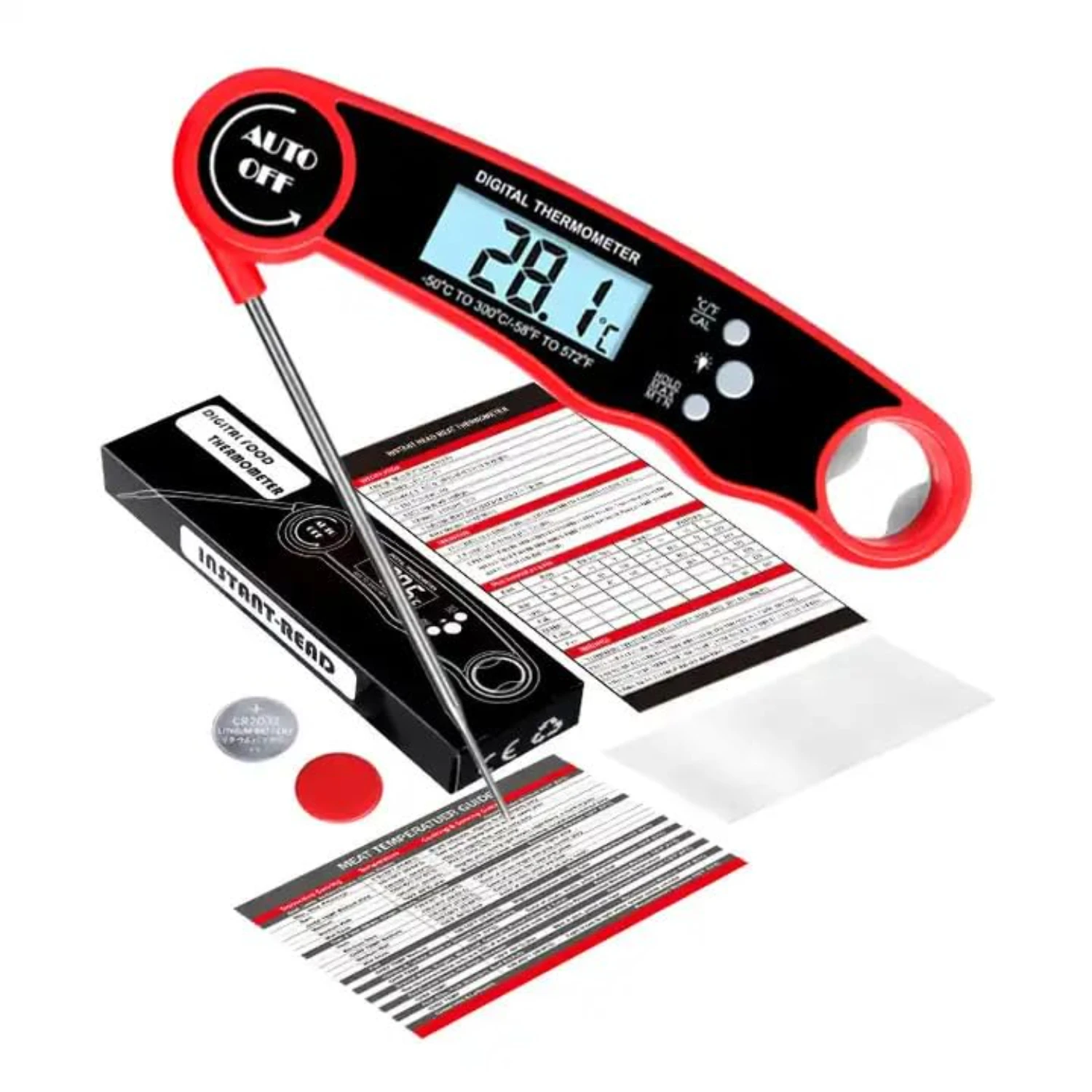 Convenient Top-notch Ultra-fast Waterproof Meat Thermometer for Grill, Kitchen, Outdoor Grilling, BBQ Settings - Versatile Calib
