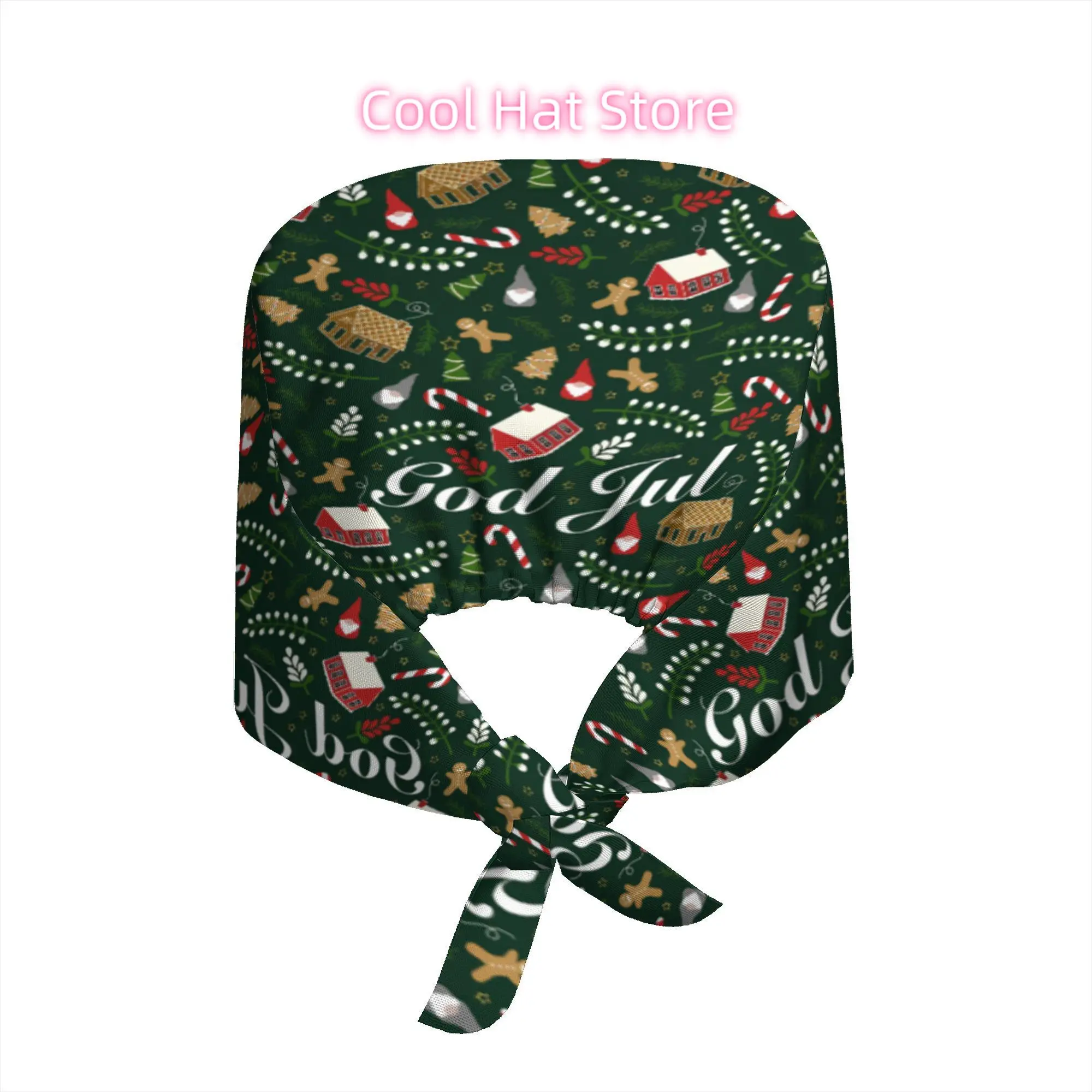 1pc Adjustable Elastic Tie-Back Scrub Cap with The Winter I Turned Pretty & Good Tidings Print - Unisex -Grade Style Winter Hat