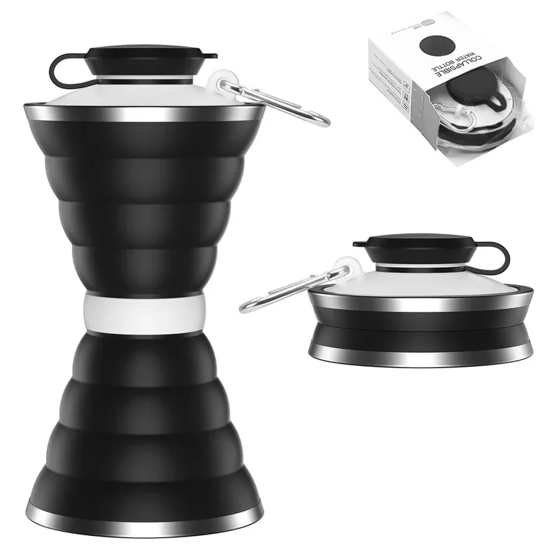 

500 мл дорожные бутылки для воды для путешествий на открытом воздухе, тренажерный зал, пеший туризм, многоразовая силиконовая бутылка для воды, чашка, складная герметичная портативная спортивная бутылка