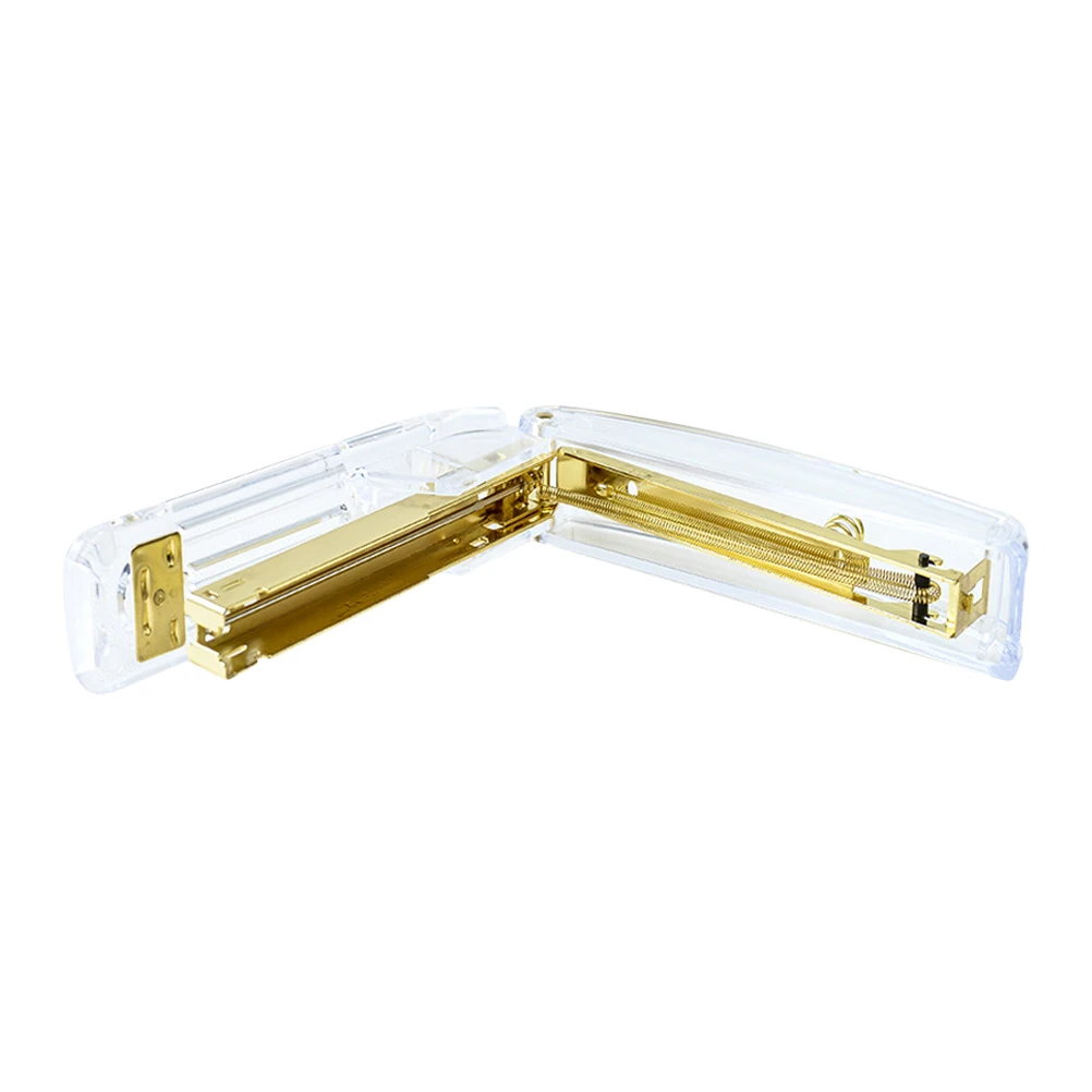 Cucitrice da tavolo Accessori per cancelleria Regalo Cucitrice standard in acrilico trasparente per cucitrice per ufficio scolastico domestico Oro