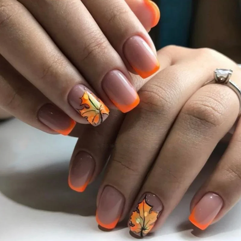 

24pcs Leopard Print French Fake Nails Sets Flower Design Short Square False Nail Tips Finished Reusable Pink Press on Nails Art
