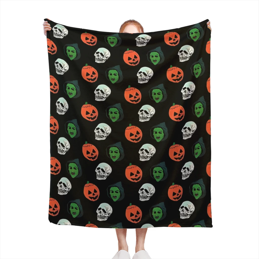 

Silver Shamrock Mask Set Blanket Flange Textile Decor Portable Super Soft Throw Blankets for Home Office Plush Thin Quilt