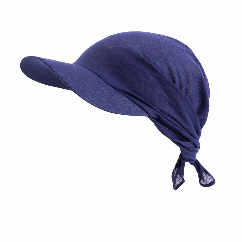 Visiera parasole in cotone per bambini Hijab Durag Pre-legato con sciarpa a tesa turbante sciarpa per la perdita dei capelli avvolgere Bandana copricapo Bonnet Fashion