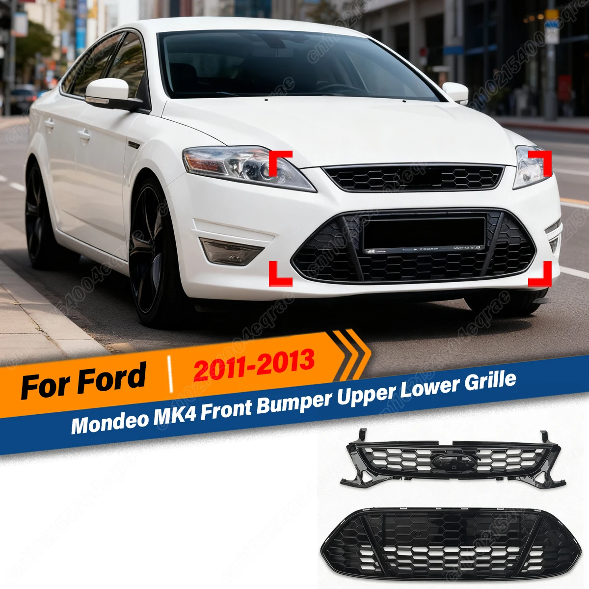

Для Ford Mondeo MK4 2011 2012 2013, сотовый стиль, передний бампер, верхняя нижняя решетка, воздухозаборник, гоночные грили, автоаксессуары