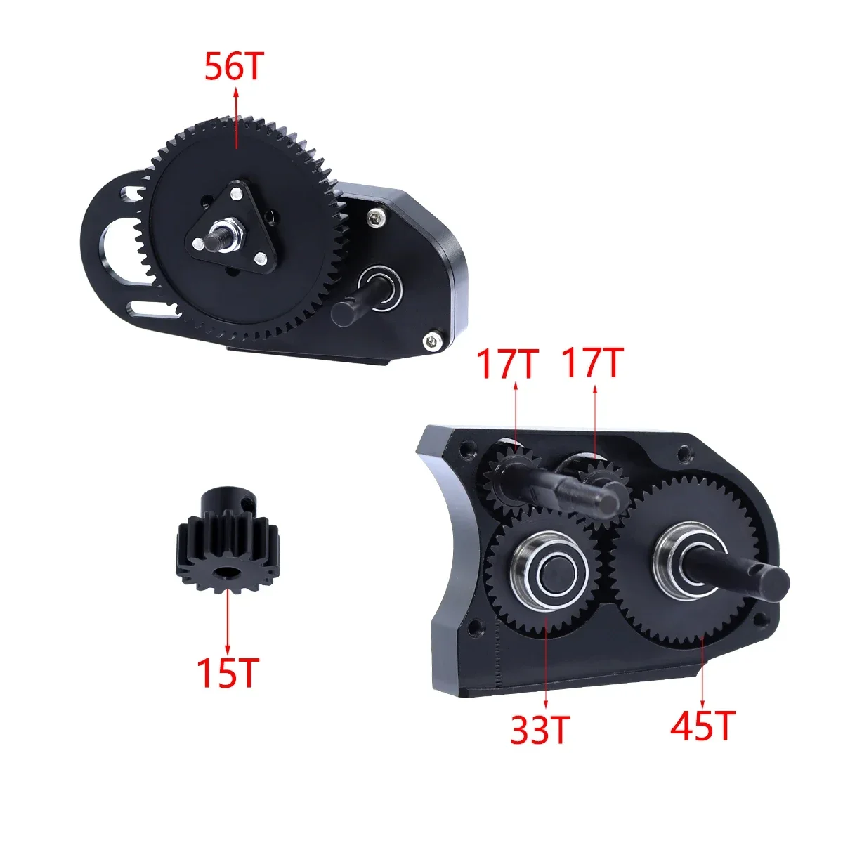 CNC 2단 기어박스 중간 변속기 박스 오버드라이브 기어 포함 LCG 1/10 RC 크롤러 Axial SCX10 III II 90046 Capra TRX4 업그레이드용