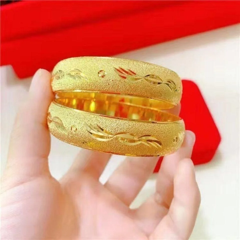 

Plated 100% Real Gold 24k Pure Bangle liufu Wanzu Genuine 24k Bracelet 99 Female Classic All-star for Family Pure 18k Gold Jewel