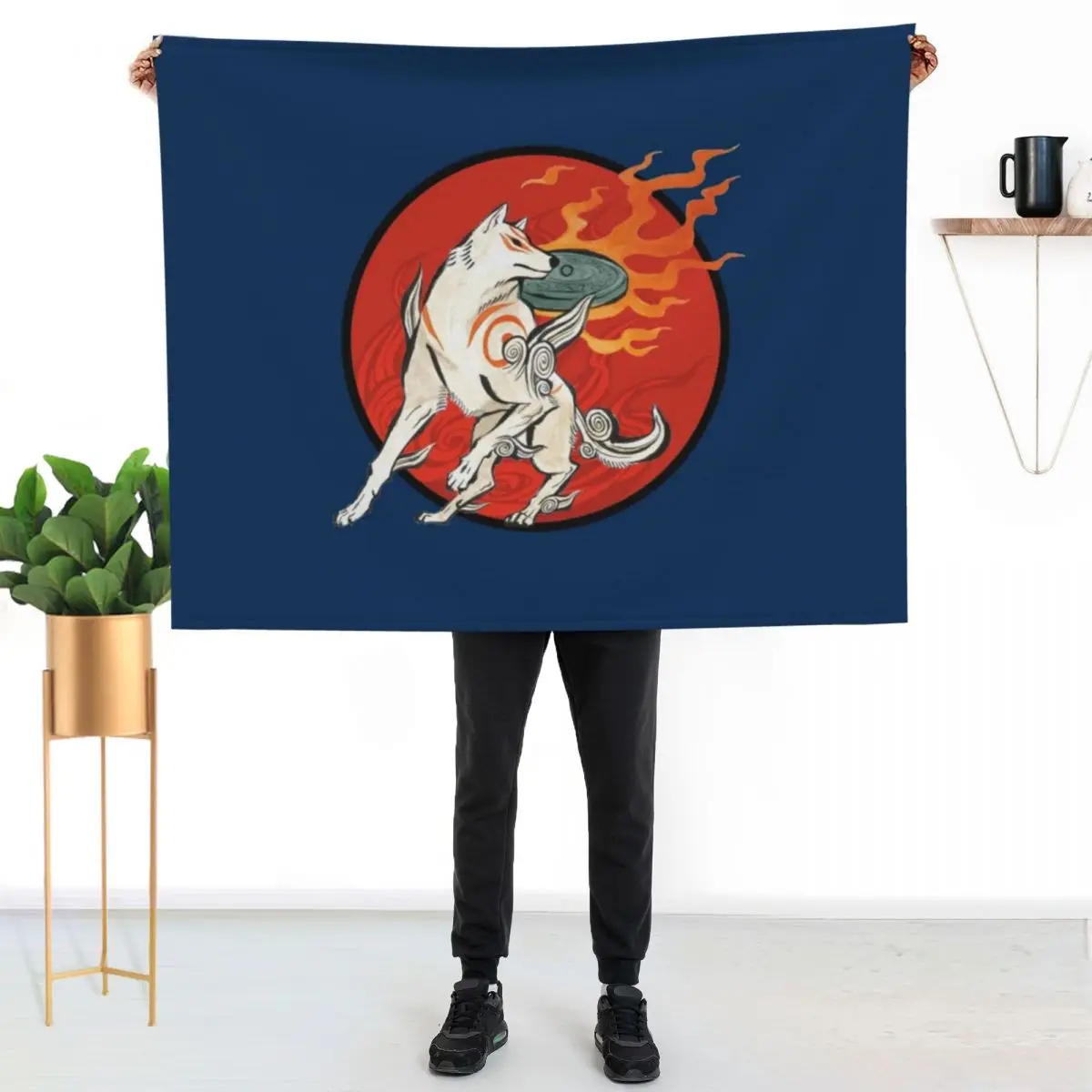 Okami Amaterasu Sun Throw Blanket anime Flannel Fabric Bed Stuffeds warm for winter Furry Blankets