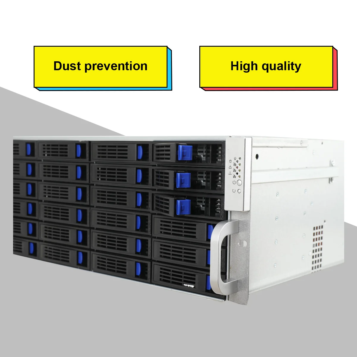 هيكل خادم القرص 4u 24 مع توسيع لوحة الكترونية معززة ومراوح تبريد محمل كروي وقابلة للتبديل السريع وتخصيص رف التوصيل الساخن