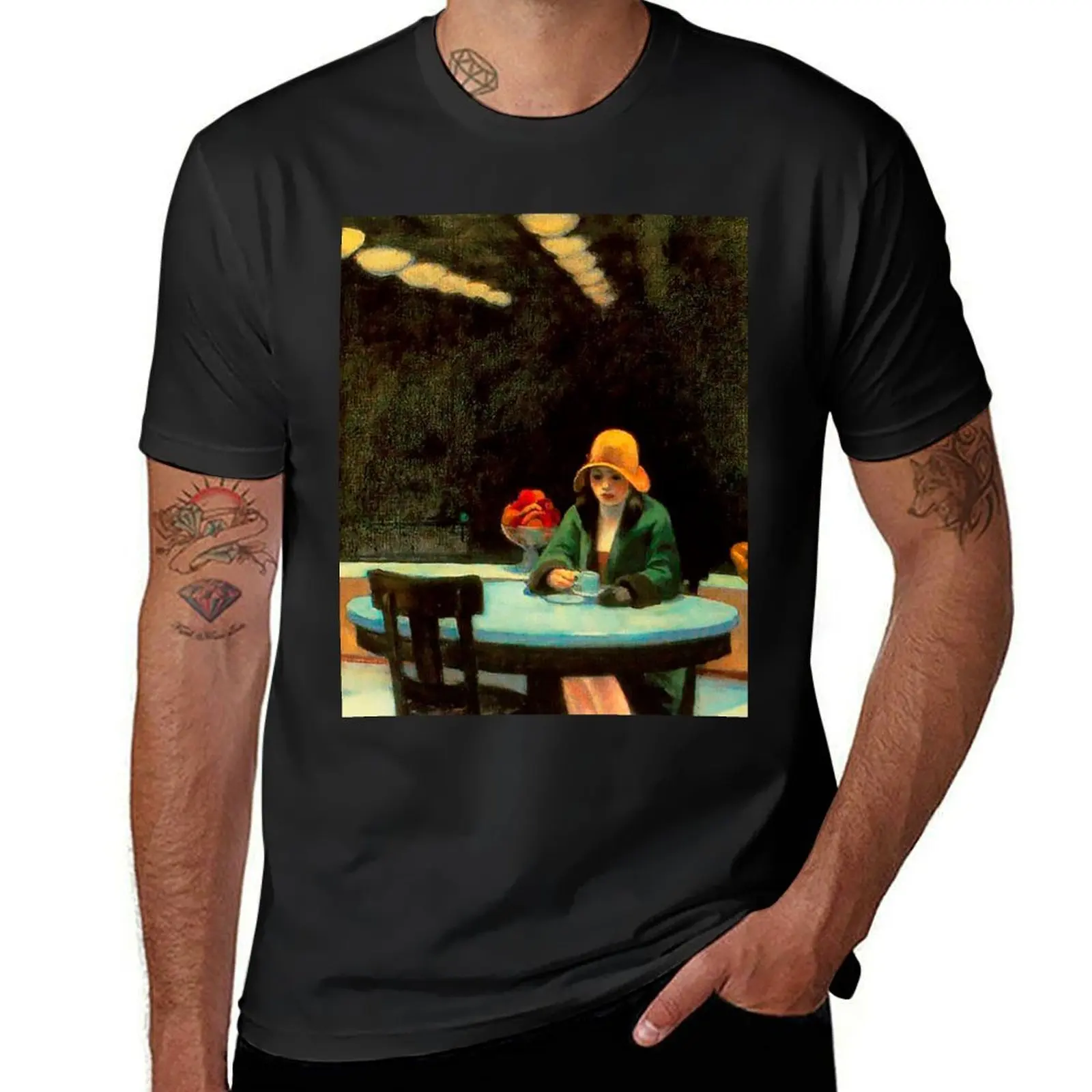 Automat by Edward Hopper T-Shirt tees plus sizes sports fans tops mens graphic t-shirts big and tall