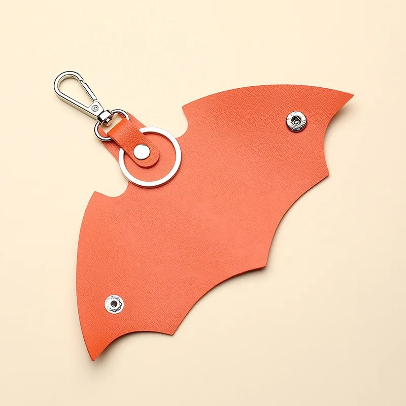 Fledermaus-Modell-Schlüsselanhänger aus Zinklegierung, PU-Leder-Autoschlüssel-Schutzhülle, Schlüsselanhänger zur Verhinderung von Verlust, Taillengürtel-Schlüsselanhänger