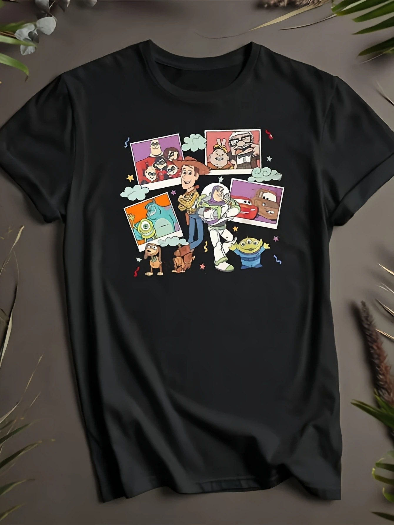 

2025 New Men's Disney Pixar Characters Pattern T-shirt Daily Leisure and Theme Activities Wear Unisex Pure Cotton Short Sleeves