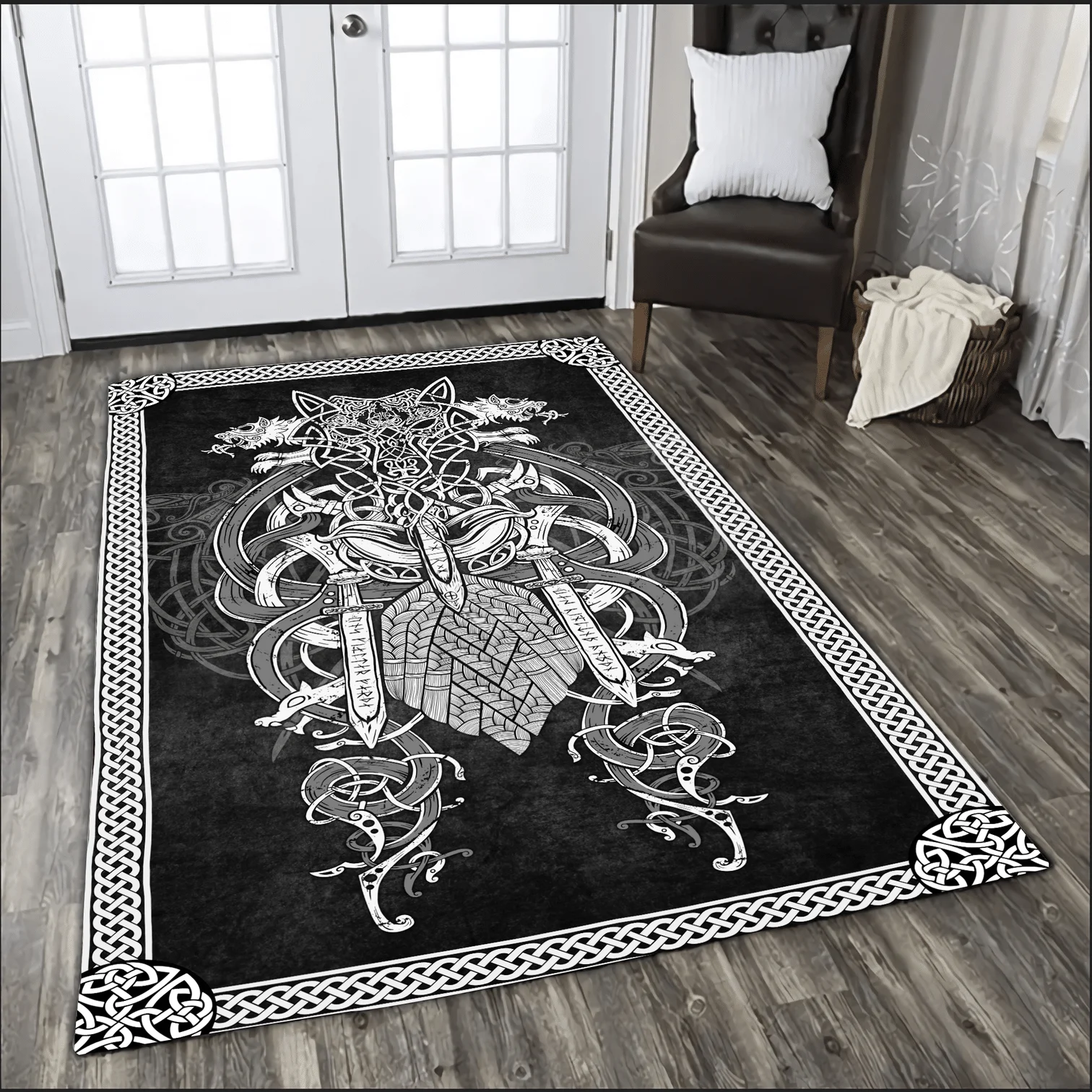 Viking Odin Tattoo Area Rug 3D All Over Printed Room Mat Floor Anti-slip Carpet Home Decoration Themed Living Room Carpet 02