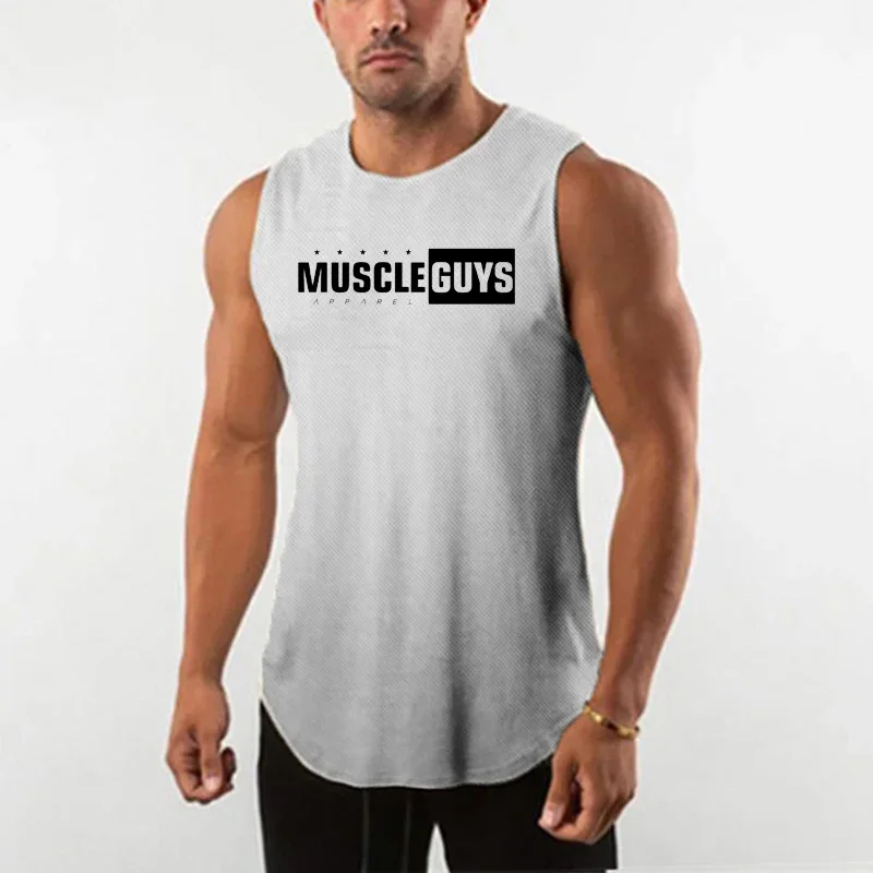 Summer Men Gym fitness Muscle Brother Large Size Quick-Drying Perspiration Sport fashion Breathable Basketball Training Tank Top