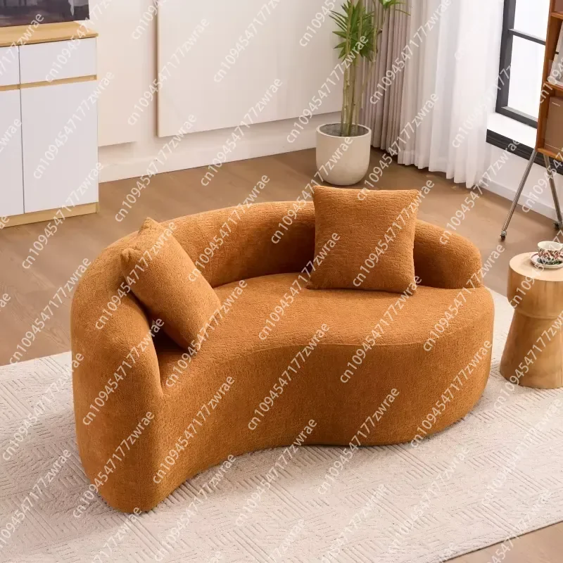 Modern Cloud S-Curved Chenille Sectional Orange No Assembly Dual-Depth Minimalist Sofa for Living Room