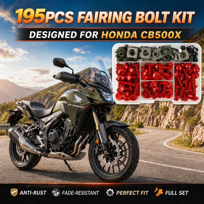 

195Pcs Motorcycle Aluminum Fairing Bolt Screws Kit Nut Clips For HONDA CB500X CB 500X CB500 X 2017-2021 2020 2019 2018 CNC