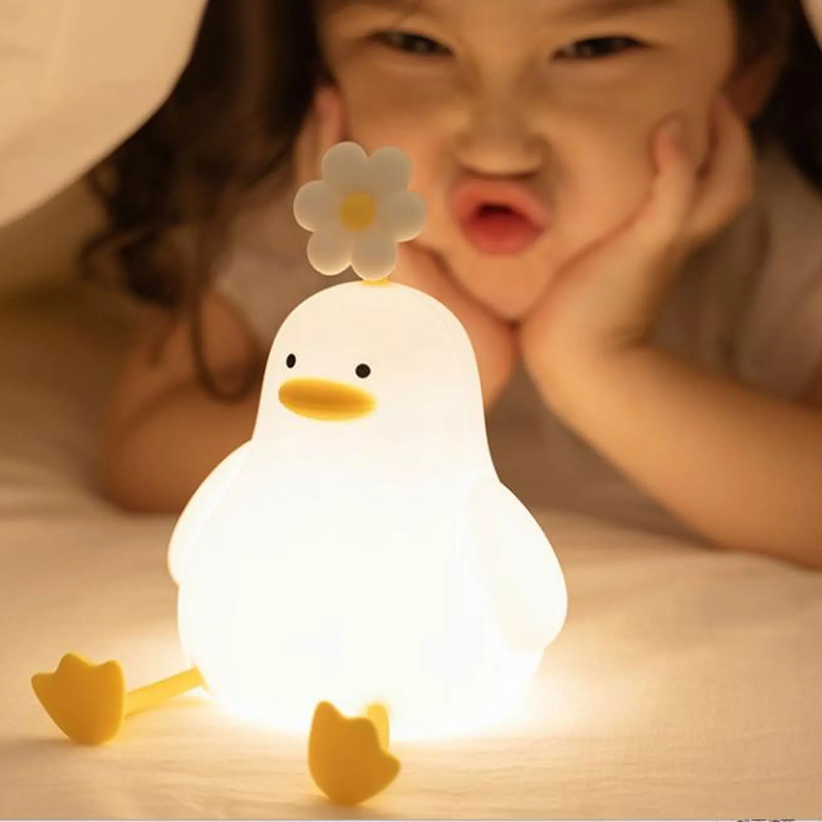 ZK40 Cute Duck Night Light Silicone Night Lamp 1200mAh Rechargeable Animal Night Light Dimmable Kids Lamp for Bedside Bedroom