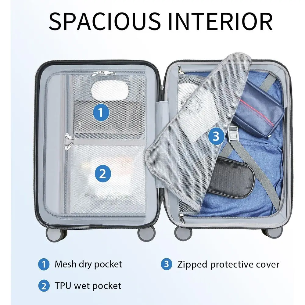 Expandable Hardside Spinner Luggage with TSA Lock, USB Port, 20 Burgundy Carry-On Suitcase