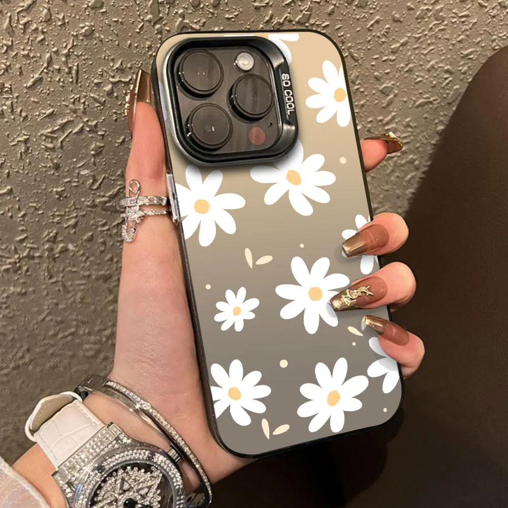 Silver IMD Case For Infinix Zero 30 4G 5G Luxury Fashion Flower swab For Infinix GT 10 Pro Cute Daisy Flower Pattern Phone Cover