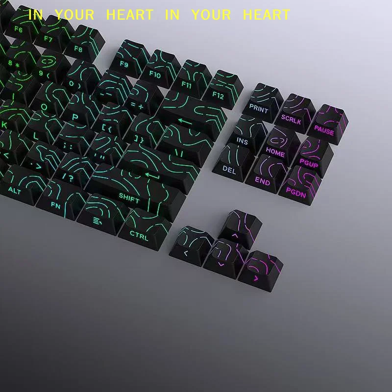 【X】Keycaps 4.0 Version Shine Through 97 Key PBT Profile Side Print Backlit For MX Gamer Mechanical Keyboard