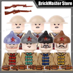 WW1 Military British Soviet Red Army Soldier Figures Weapons Gun Cavalry Artillery Accessories Building Blocks Bricks Toys Gifts