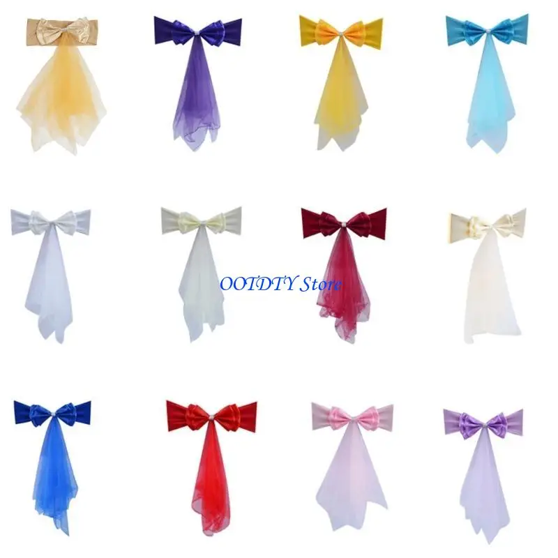 367A Satins Chair Sash Chair Tie Set for Elevating Wedding and Party