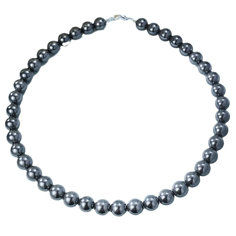 Fashionable Strong Light Round Tahiti Black Pearl 10mm Large Pearl Vintage Necklace French Collar Chain