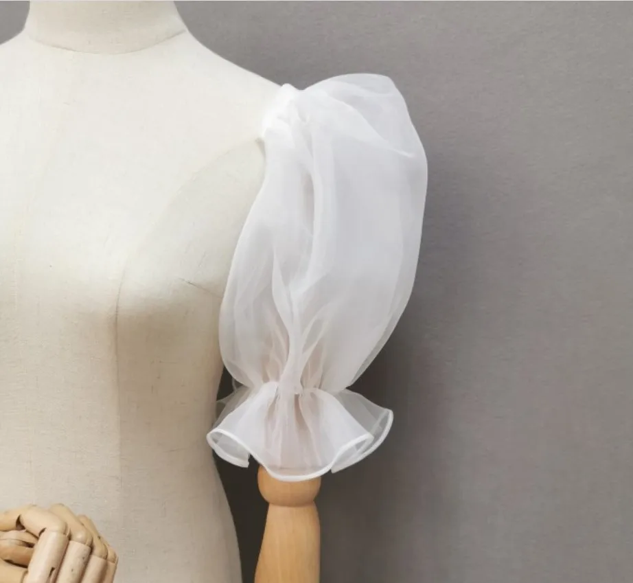 Wedding White Organza Puffy Detachable Sleeves For Puff Up And Down Party Translusent Elegant Gloves Dance Accessories