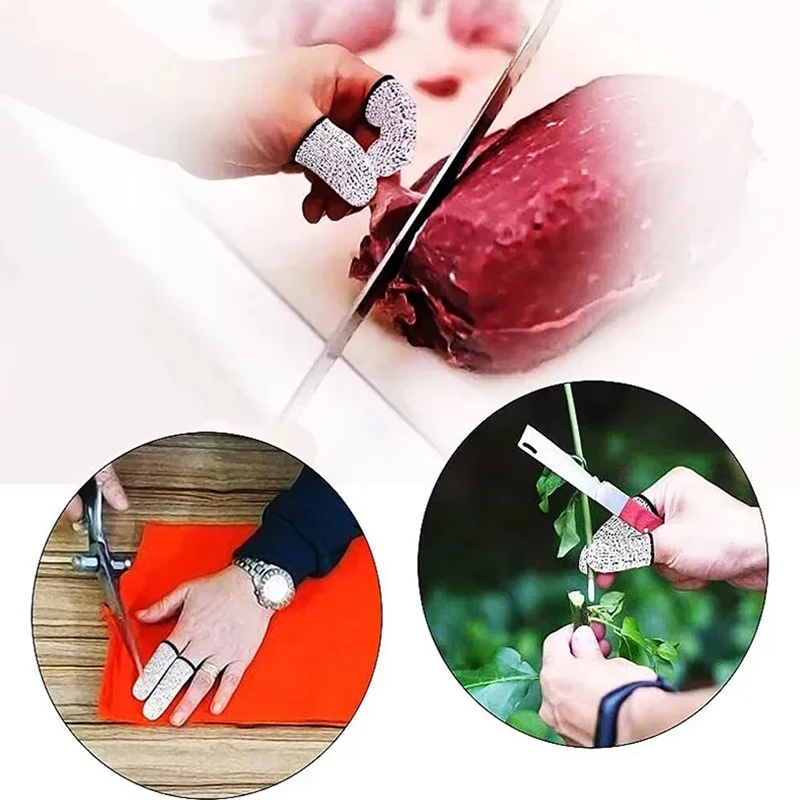 10Pcs Anti-Cut Finger Cover Finger Protector Sleeve High-Strength Safety Flexible Anti Cut Fingertip Gloves Kitchen Tool image 3