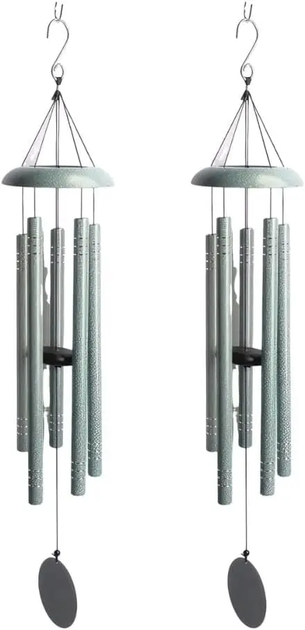 

2-PC Gift Set 40" Long Tuned Sage Green Metal Wind Chime Figurine Statue Sculpture Ornament Decoration Home/Room/Garden Decor fo