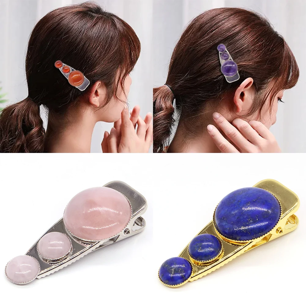 

Reiki Crystal Hair Clips Natural Healing Stones Quartz Barrettes For Women Girls Jewelry Headwear Fashion Hairpins Holiday Gifts