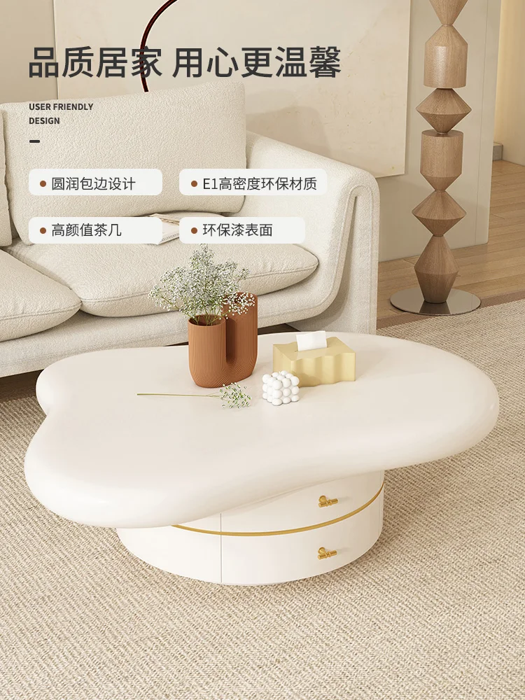 Customized Cream Wind Cloud Tea Table, Living Room, Household Small Unit,Double Layer Storage, Network Red Style