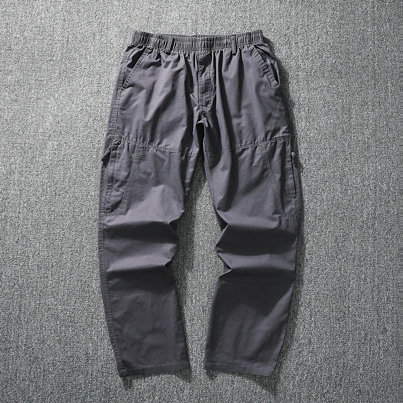 Men Trousers Casual Jogger Pants Elastic Waist Long Pants Zipper Pockets Cotton Overalls High Quality Work Pants