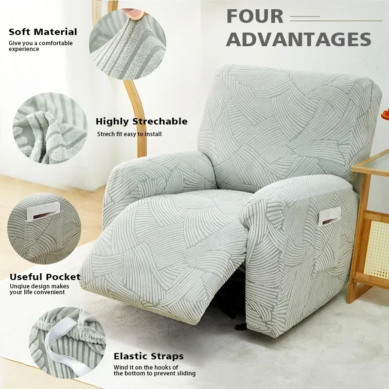 4 PCS/set Jacquard Recliner Functional Sofa Cover Elastic Relax Armchair Cover Side Pocket Protect Your Furniture 소파 커버