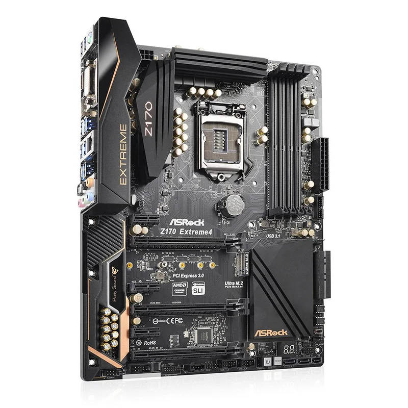 For ASRock Z170 Extreme4 Desktop Motherboard LGA1151 6th/7th GEN DDR4 SATA3 USB3.0 M.2 ASRock Z170 Extreme4 ATX Mianboard Tested