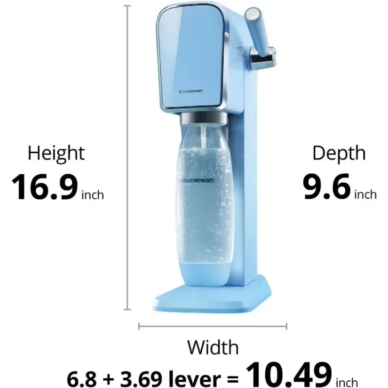 SodaStream Art Sparkling Water Maker Bundle (Misty Blue), mit CO2, DWS-Flaschen und Bubly Drops-Geschmacksrichtungen