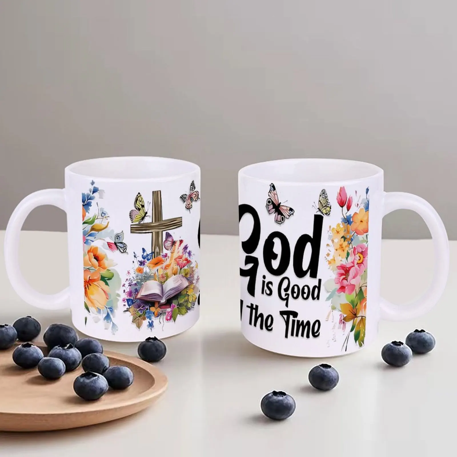 

God Is Good All The Time Ceramic Coffee Mug Bible Verse Water Bottle, 330ml Drinkware for Casual Outfits
