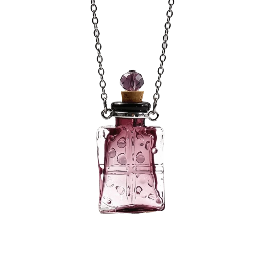 Openable Pendant Necklace Water Drop Shape Glaze Vial Vial Pendant Necklace Steel Chain Lightweight Mini Bottle Necklace