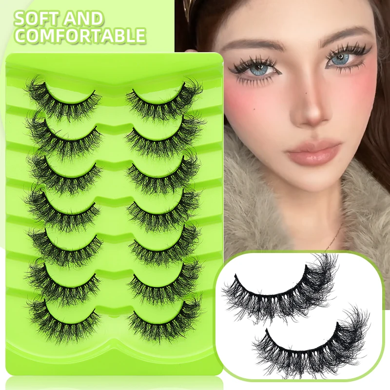 DINGSEN 7 Paar falsche Wimpern, Katzenaugen-Wimpern, Manga-Wimpern, künstliche Nerz-Wimpern, natürliche, lange, geflügelte End-Augen-längige Wimpern – Detail 1