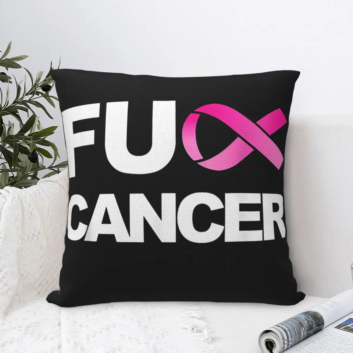 For Cancer For Breast Cancer Awareness Pillowcase Polyester Cushion Cover Decorative Pillow Case Cover Chair Square 45X45cm