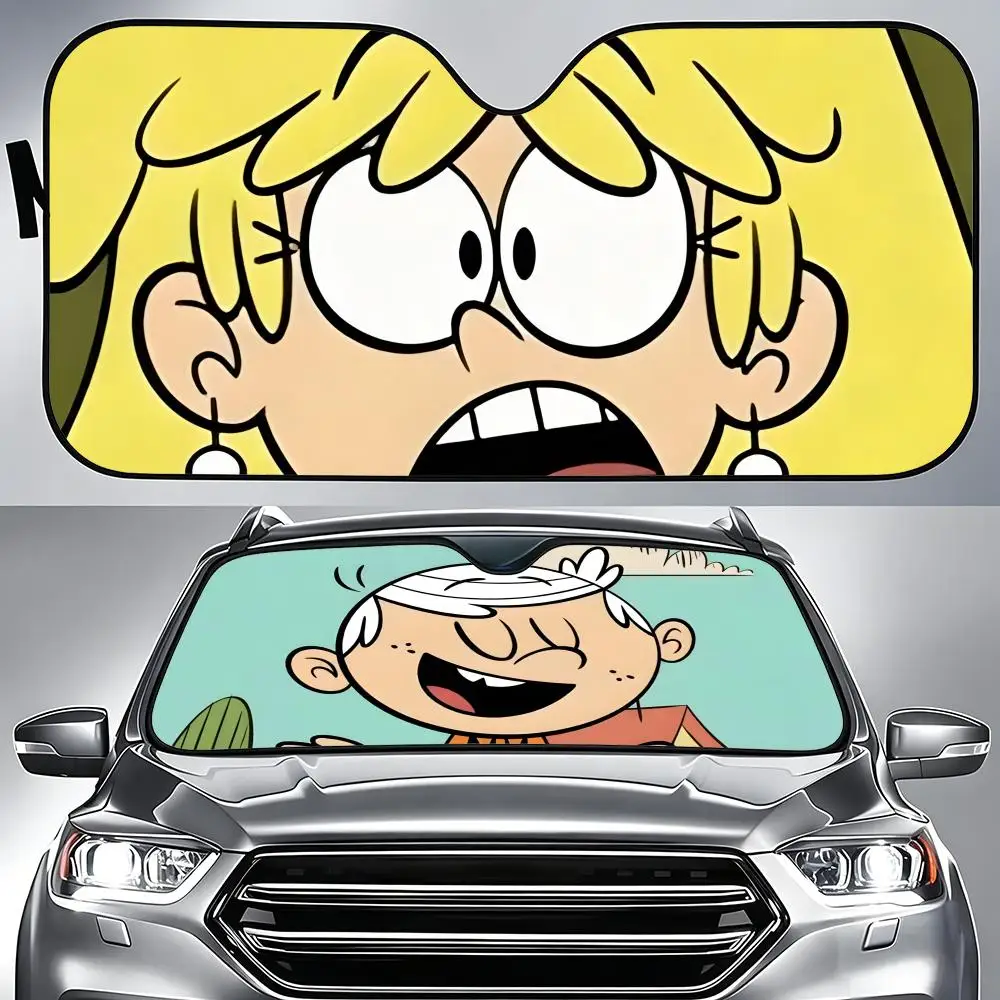 

Cartoon T-The L-Loud H-House Sun Visor Aluminum Foil Windshield Sunshade, UV Protection Heat Insulation Reusable