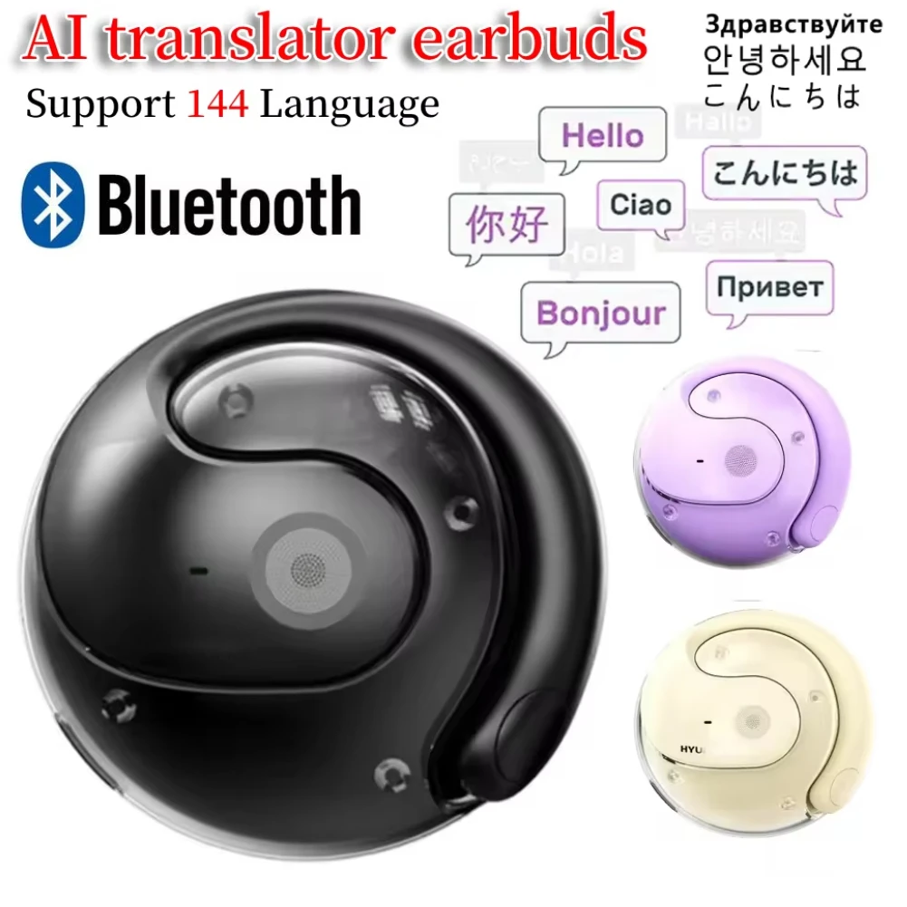 Auriculares inalámbricos Bluetooth AI con traducción de idiomas en tiempo Real, 144 idiomas, auriculares colgantes para viajes, negocios