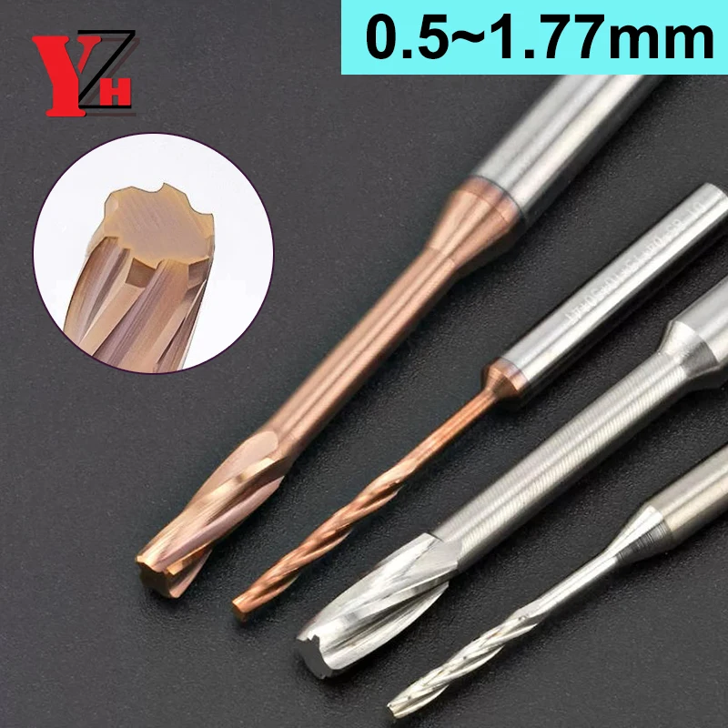 

YZH 0.5mm -1.77mm HRC60 Reamer Machine D4MM Fixed Shank Tolerance +0+0.005 Inner Hole Spiral Groove External Cooling CNC