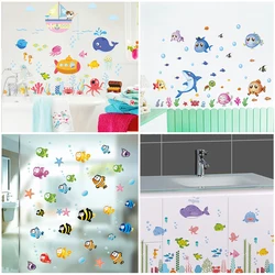 Cute Fishes Whale Shark Sealife Bubble Wall Stickers For Kids Room Bathroom Decoration Ocean Mural Art Diy Home Decal Pvc Poster