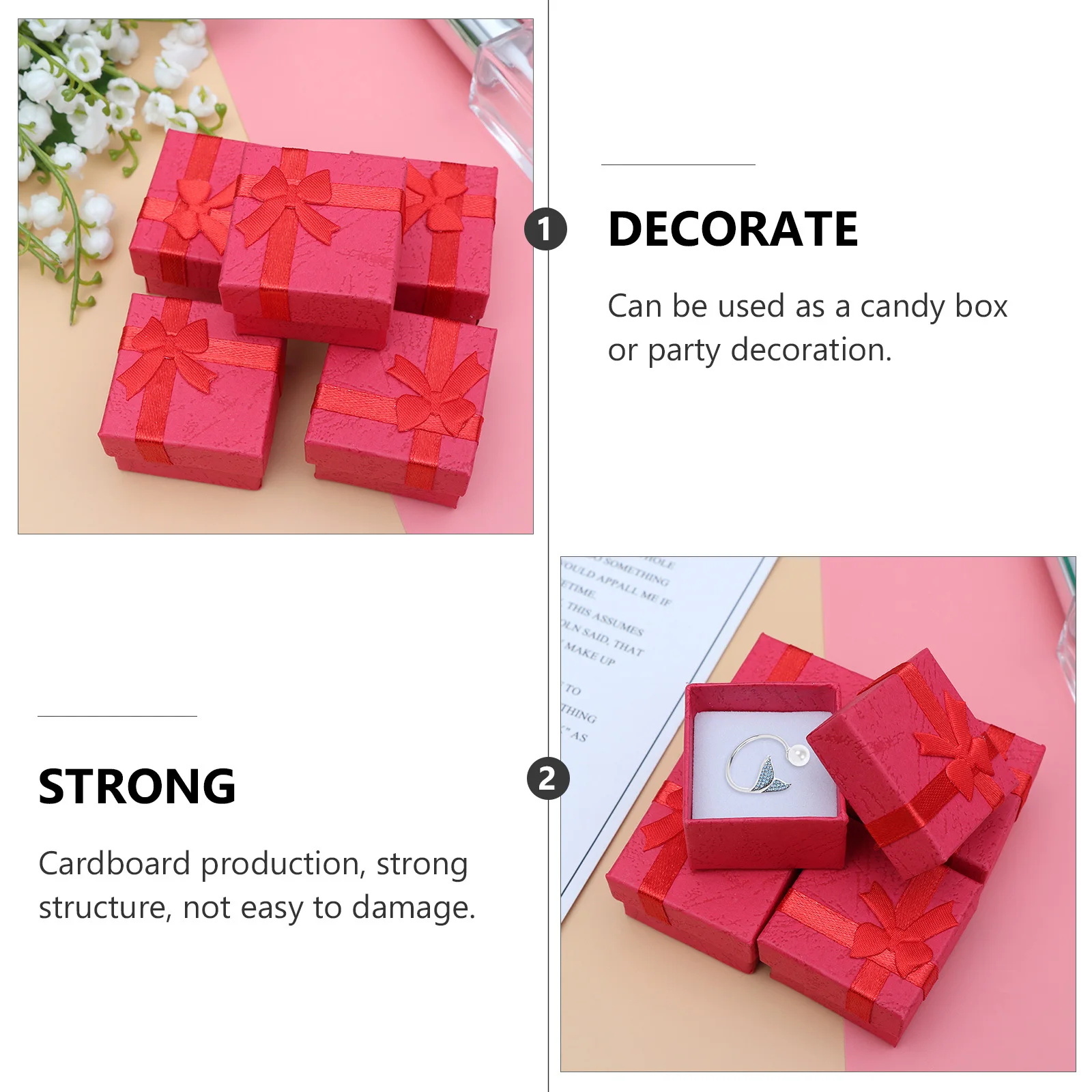 

30Pcs Red Jewelry Storage Boxes Stylish Gift Organizer for Earring Necklace Bracelet Solid Construction Party Decoration