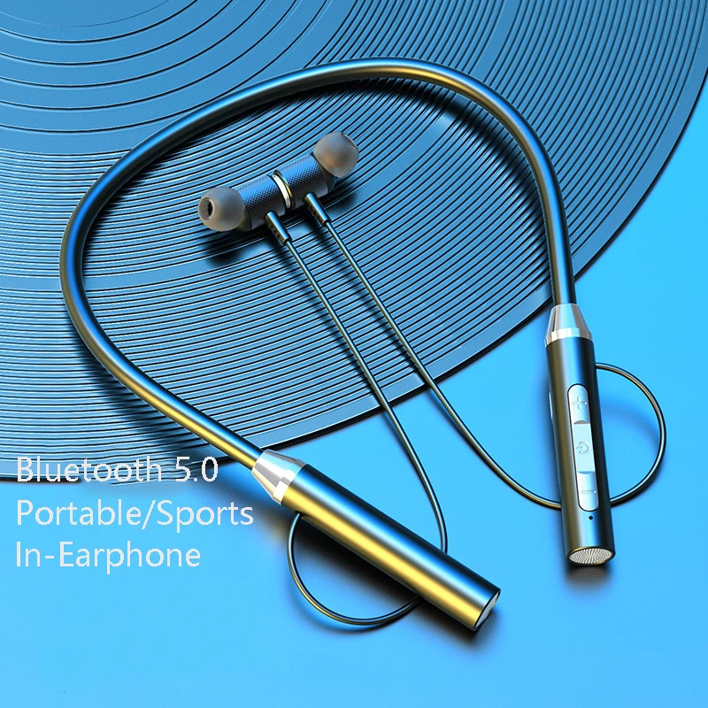 

2021 Bluetooth 5.0 Sport Earbuds Earphone Dropshipping 9D Stereo Magnetic Wireless Earphone With Mic In-ear Neckband Headphone