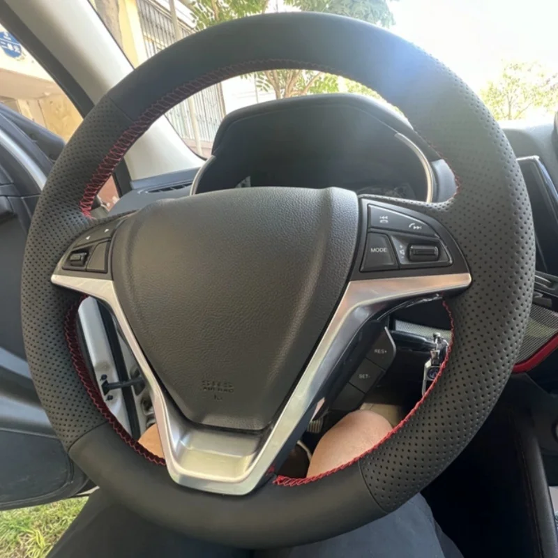 Braid Car Steering Wheel Cover Wrap Hand Sewing  Genuine Leather For Changan CS35 X5 X7 plus Steering Wheel Braid Car Accessory