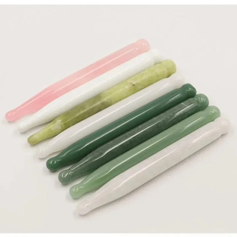 

Handmade Natural Jade Face Acupuncture Point Guasha Massage Stick SPA Therapy Rose Quartz Jade Stone Gua Sha Scraping Massager